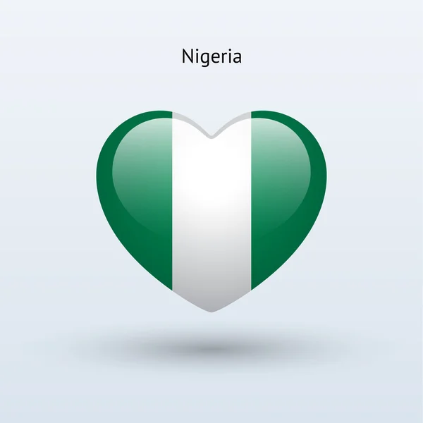 Love Nigeria symbol. Heart flag icon. — Stock Vector
