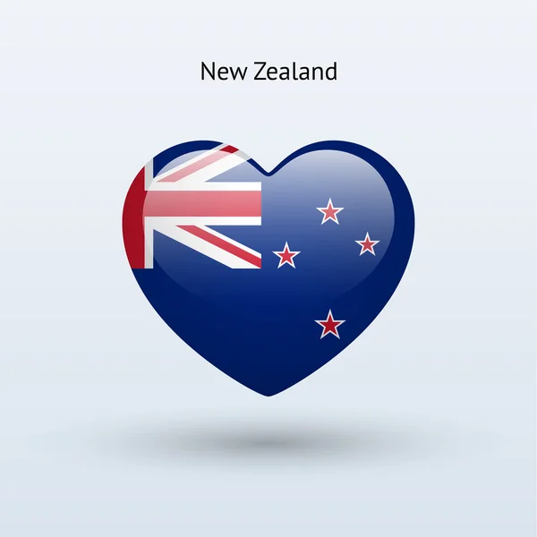 Love New Zealand symbol. Heart flag icon. — Stock Vector