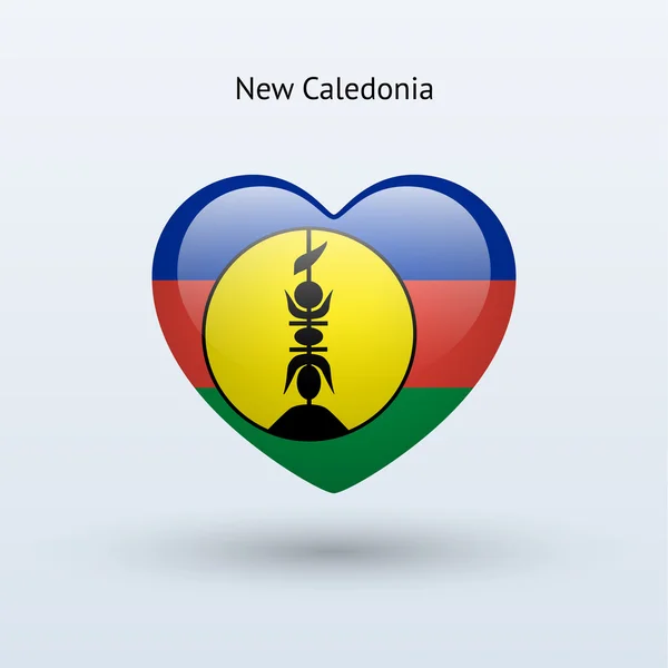 Love New Caledonia symbol. Heart flag icon. — Stock Vector