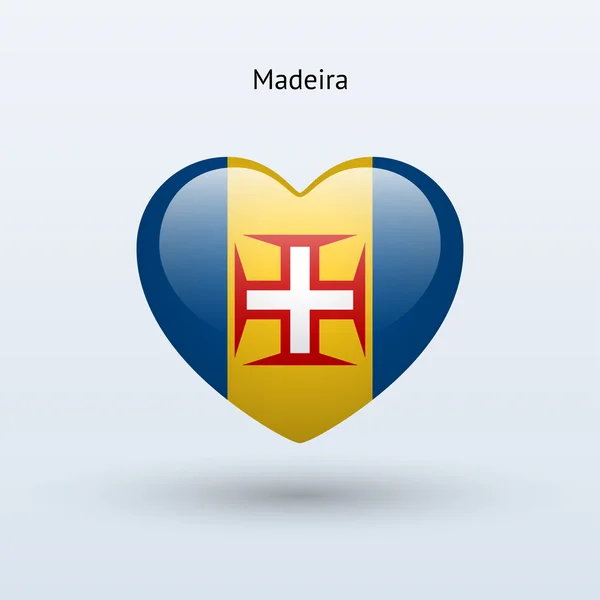 Love Madeira symbol. Heart flag icon. — Stock Vector