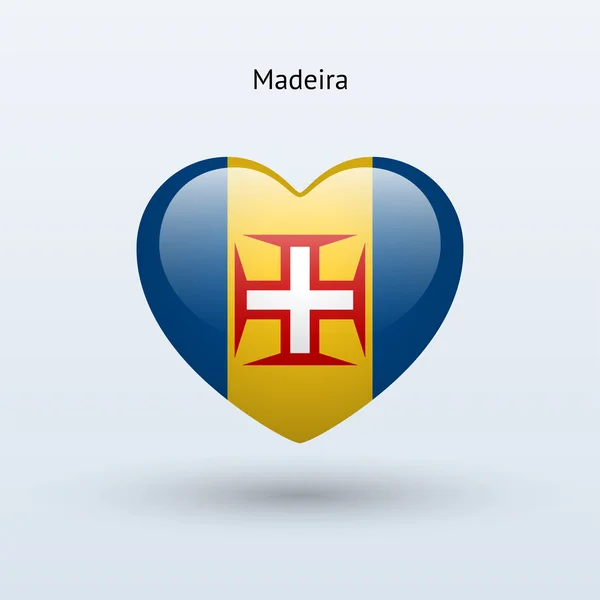 Älska madeira symbol. hjärtat flaggikonen. — Stock vektor