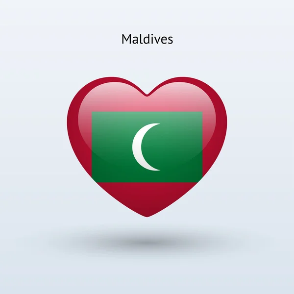 Adoro o símbolo das Maldivas. Ícone da bandeira cardíaca . — Vetor de Stock