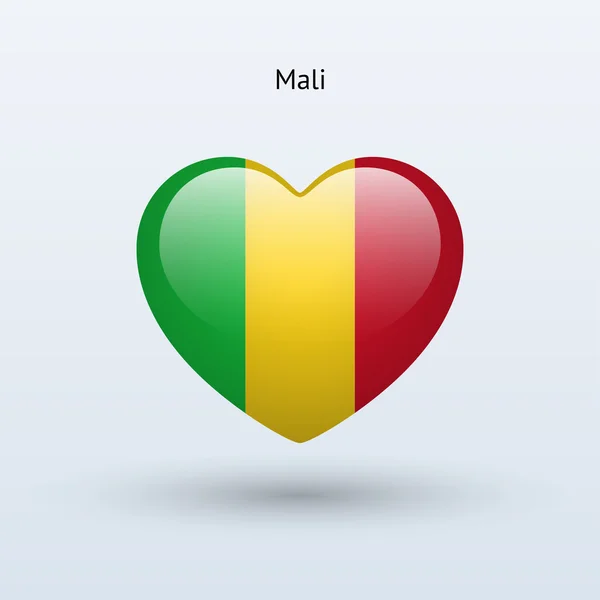 Love Mali symbol. Heart flag icon. — Stock Vector