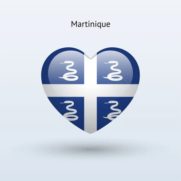Adoro o símbolo da Martinica. Ícone da bandeira cardíaca . — Vetor de Stock