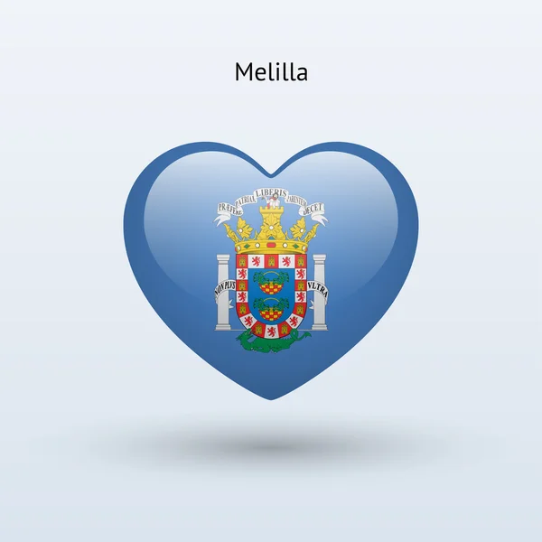 Love Melilla symbol. Heart flag icon. — Stock Vector