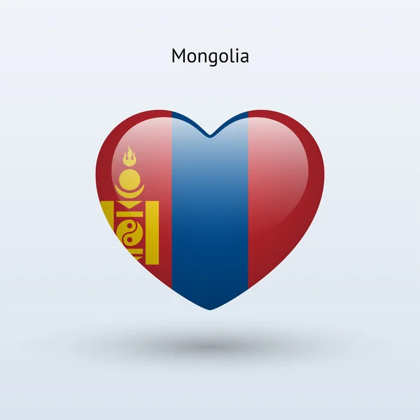 Liefde Mongolië symbool. hart vlag, pictogram. — Stockvector