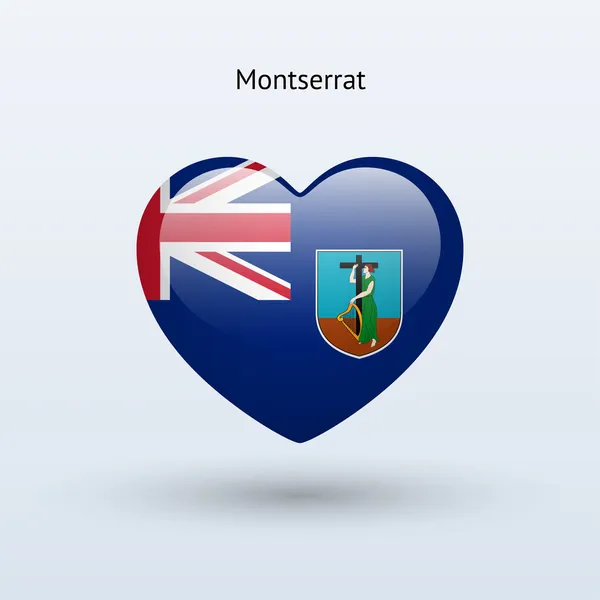 Love Montserrat symbol. Heart flag icon. — Stock Vector