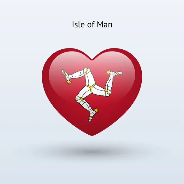 Isle of man sembolü seviyorum. kalp bayrak simgesi. — Stok Vektör