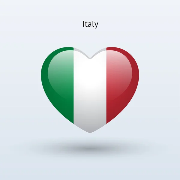 이탈리아 기호를 사랑 해요. 심장 플래그 아이콘. — 스톡 벡터