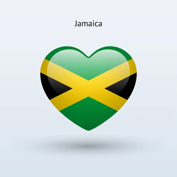 Love Jamaica symbol. Heart flag icon. — Stock Vector