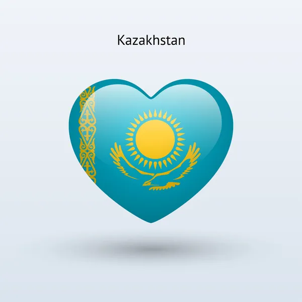 Amo el símbolo de Kazajstán. Icono bandera del corazón . — Vector de stock