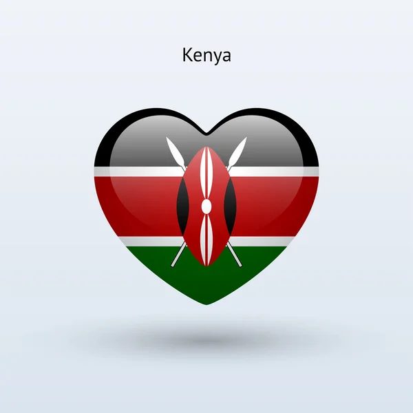 Love Kenya symbol. Heart flag icon. — Stock Vector