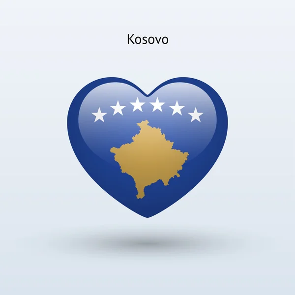 コソボのシンボルが大好きです。ハートのフラグ アイコン. — ストックベクタ