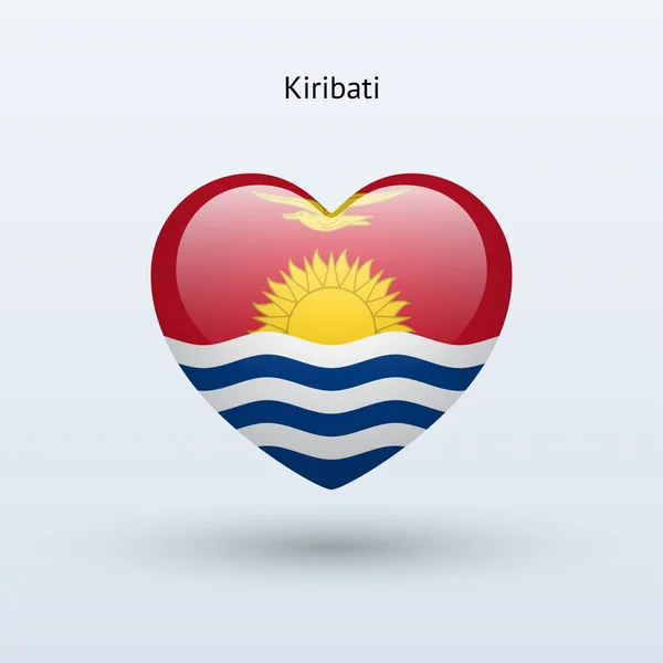 Amor Kiribati símbolo. Icono bandera del corazón . — Vector de stock