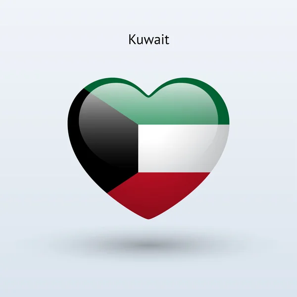 Love Kuwait symbol. Heart flag icon. — Stock Vector