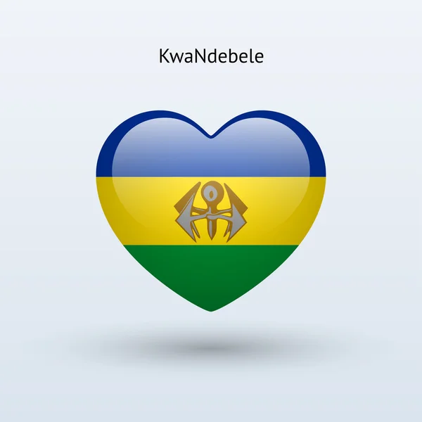 Amour KwaNdebele symbole. icône drapeau coeur . — Image vectorielle