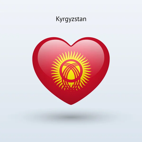 Kyrgyzstán symbol lásky. ikona příznaku srdce. — Stockový vektor