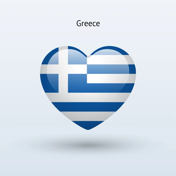 Amour symbole de la Grèce. icône drapeau coeur . — Image vectorielle