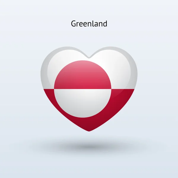 Grönland sembolü seviyorum. kalp bayrak simgesi. — Stok Vektör