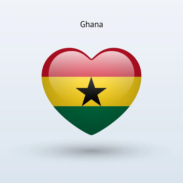 Rakastan Ghanan symbolia. Sydämen lippukuvake . — vektorikuva