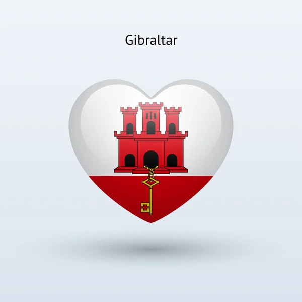Love Gibraltar symbol. Heart flag icon. — Stock Vector