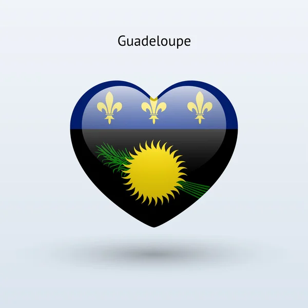 Love Guadeloupe symbol. Heart flag icon. — Stock Vector