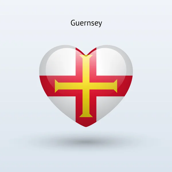 Love Guernsey symbol. Heart flag icon. — Stock Vector