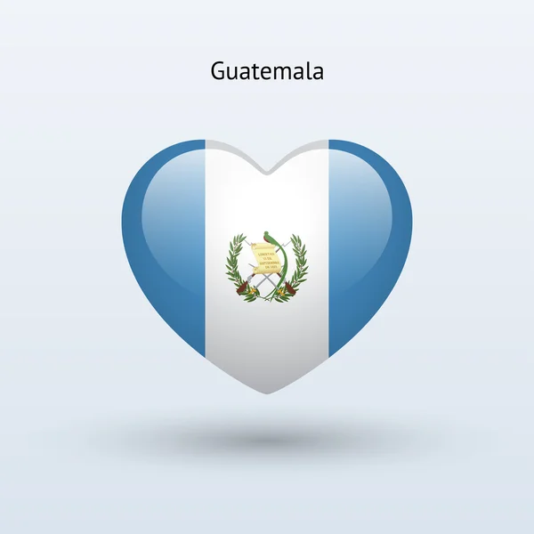 Adoro o símbolo da Guatemala. Ícone da bandeira cardíaca . — Vetor de Stock