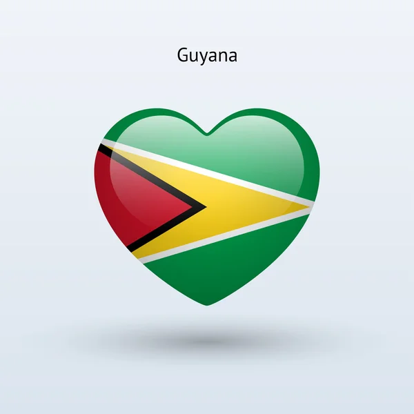 Amor símbolo de Guyana. Icono bandera del corazón . — Vector de stock