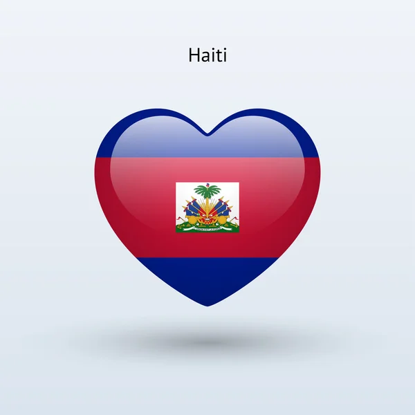 Amo Haiti simbolo. Icona bandiera del cuore . — Vettoriale Stock