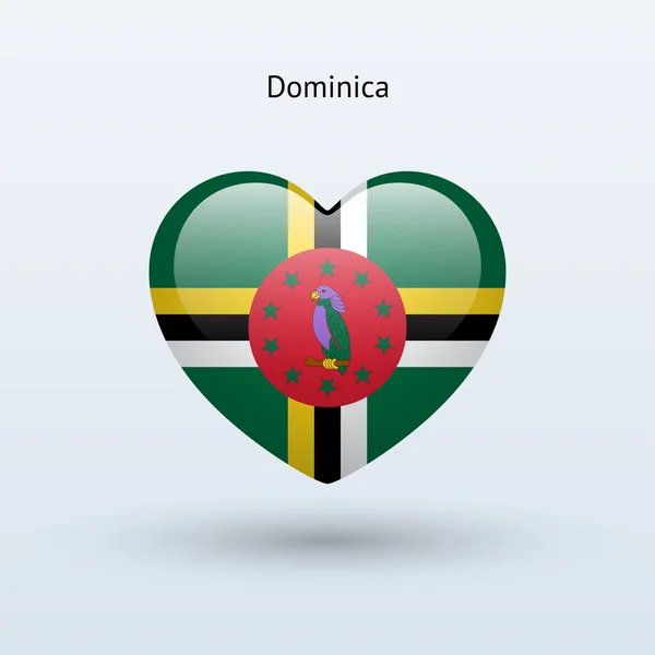Iubesc simbolul Dominica. Pictograma drapelului inimii . — Vector de stoc