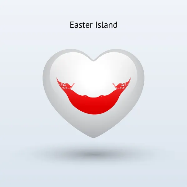 Amore simbolo dell'Isola di Pasqua. Icona bandiera del cuore . — Vettoriale Stock