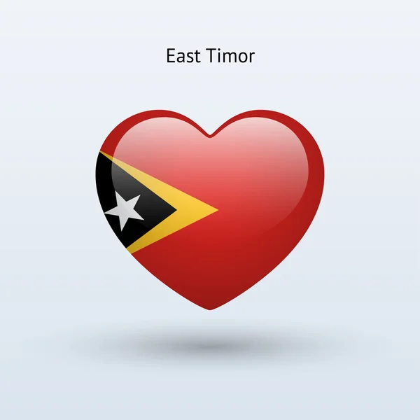 Adoro il simbolo di Timor Est. Icona bandiera del cuore . — Vettoriale Stock