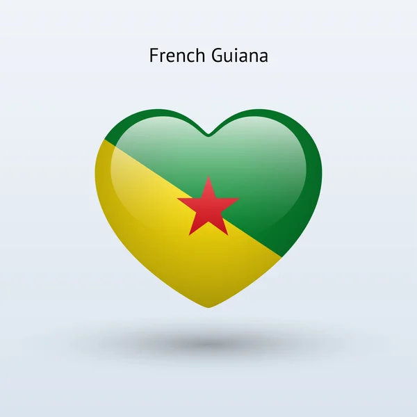 フランス領ギアナ シンボルが大好きです。ハートのフラグ アイコン. — ストックベクタ