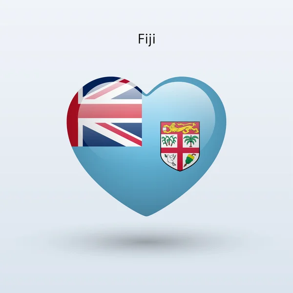 Simbolo delle Fiji. Icona bandiera del cuore . — Vettoriale Stock