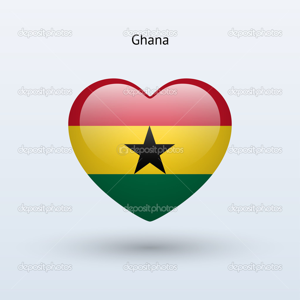 Love Ghana symbol. Heart flag icon.