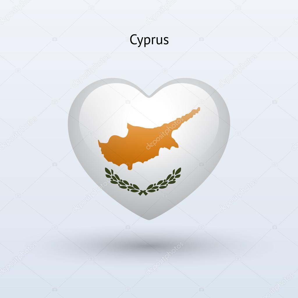 Love Cyprus symbol. Heart flag icon.