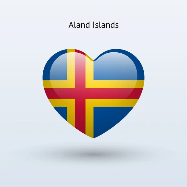 Amore Aland Islands simbolo. Icona bandiera del cuore . — Vettoriale Stock