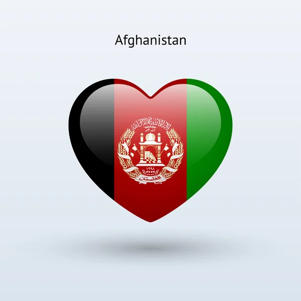 Liefde afghanistan symbool. hart vlag, pictogram. — Stockvector