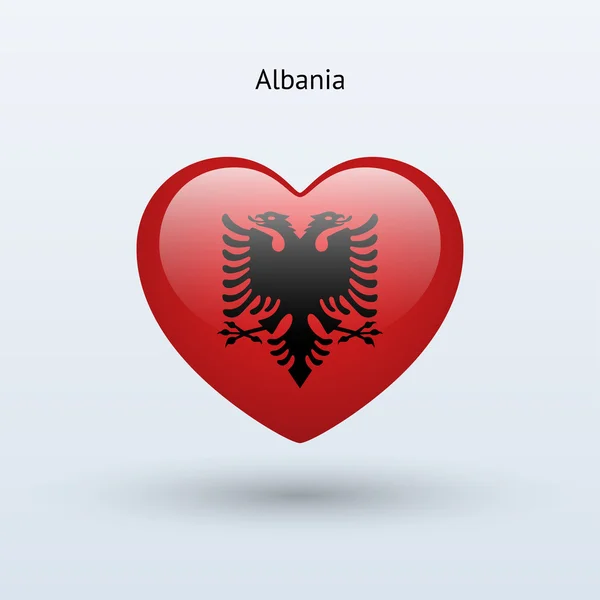 Love Albania symbol. Heart flag icon. — Stock Vector