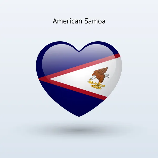 Amour Samoa américaines symbole. icône drapeau coeur . — Image vectorielle