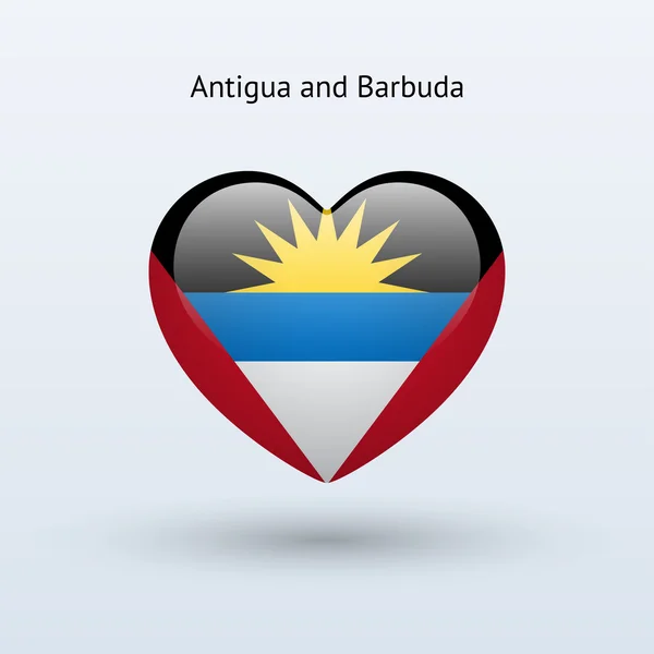 Amor Antigua y Barbuda símbolo. Icono bandera del corazón . — Vector de stock