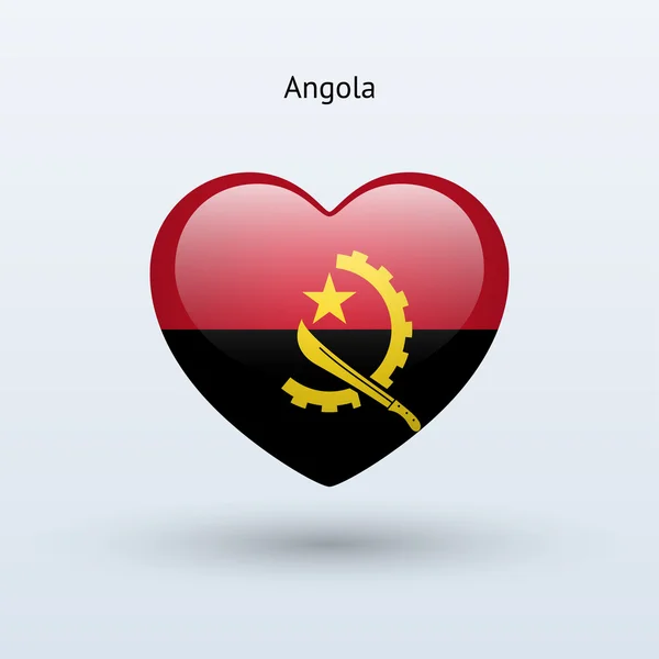 Adoro o símbolo de Angola. Ícone da bandeira cardíaca . — Vetor de Stock