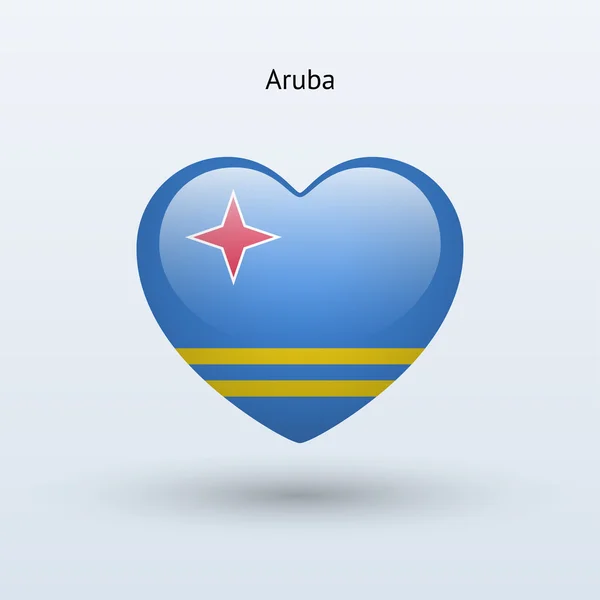 Love Aruba symbol. Heart flag icon. — Stock Vector