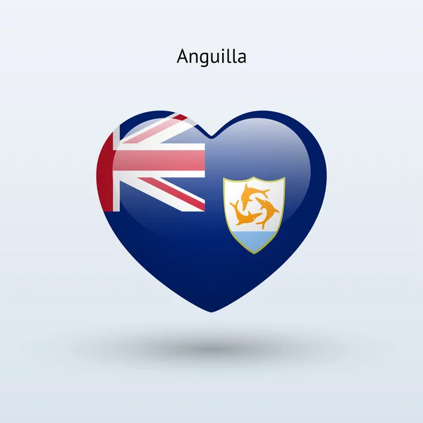 Amour Anguilla symbole. icône drapeau coeur . — Image vectorielle