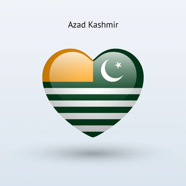 Amo il simbolo Azad Kashmir. Icona bandiera del cuore . — Vettoriale Stock