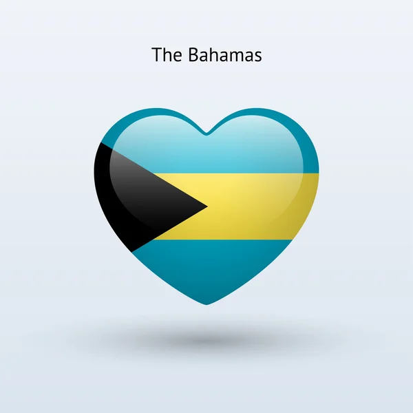 Adoro o símbolo das Bahamas. Ícone da bandeira cardíaca . — Vetor de Stock