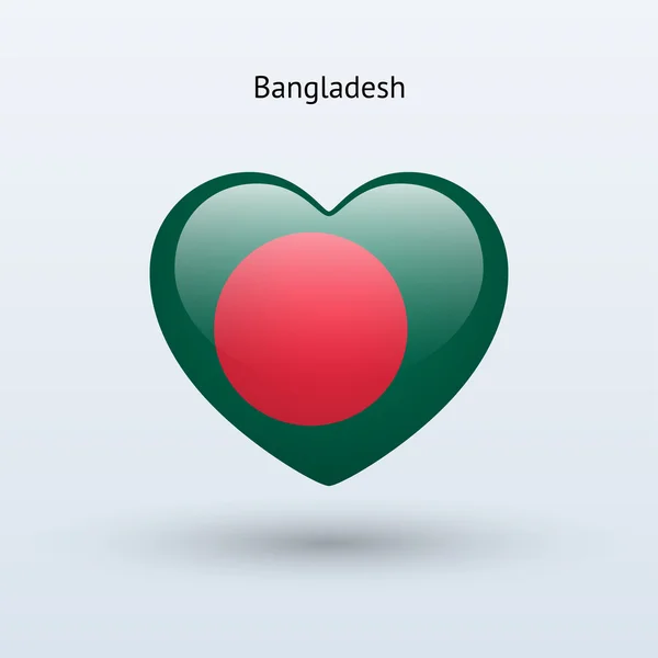 Adoro o símbolo Bangladesh. Ícone da bandeira cardíaca . — Vetor de Stock