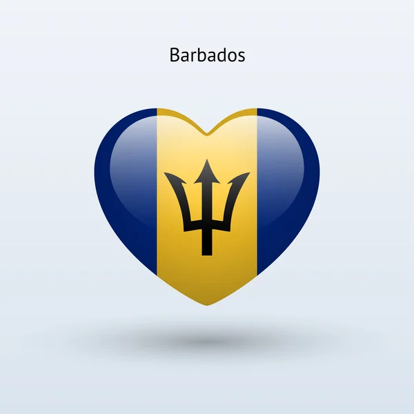 Adoro o símbolo Barbados. Ícone da bandeira cardíaca . — Vetor de Stock