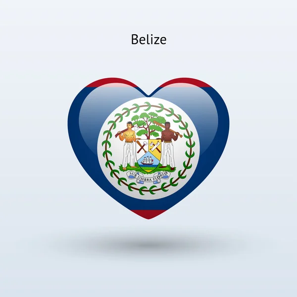 Adoro o símbolo Belize. Ícone da bandeira cardíaca . — Vetor de Stock